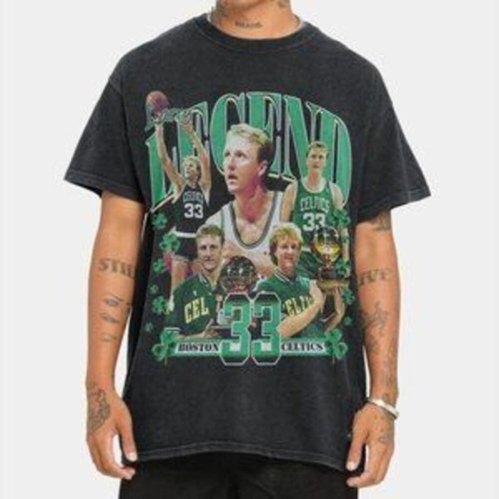 Boston Celtics Nba Champions Tshirt Larry Bird 90S Vintage Gift Shirt